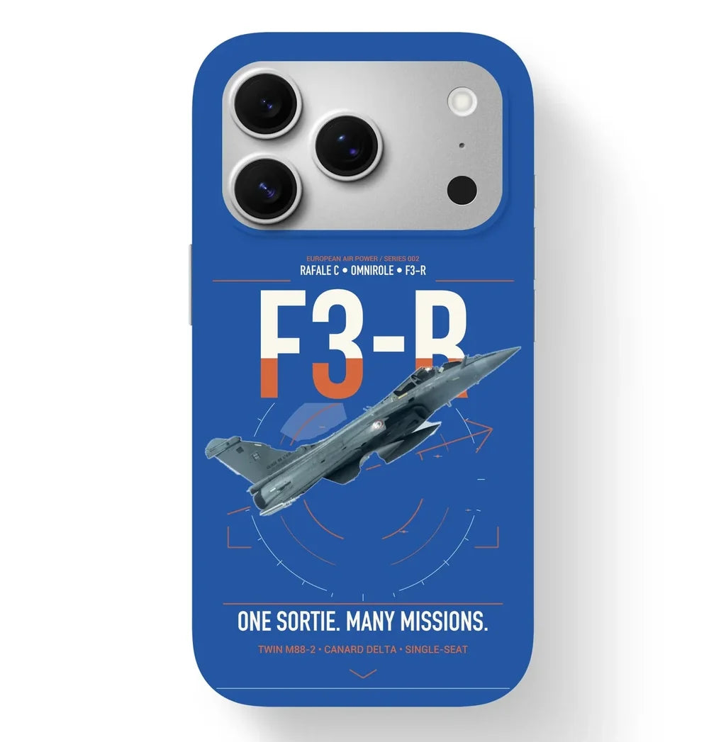 Dassault Rafale C — F3-R standard design on blue magsafe iphone case, for iPhone 17 Pro