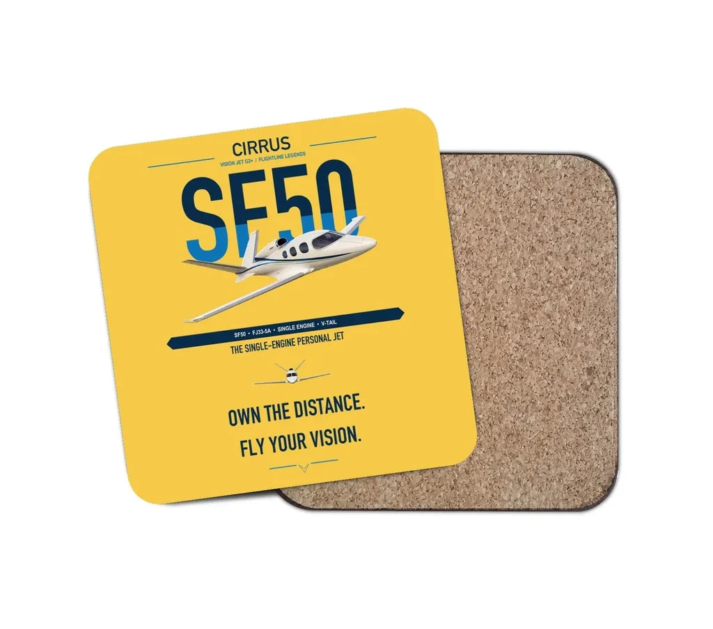 Cirrus Vision Jet G2+ design on yellow 1 piece coaster