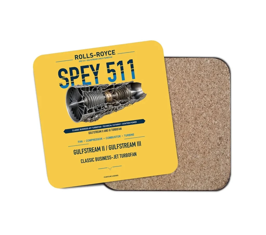 SPEY 511 design on yellow 1 piece coaster