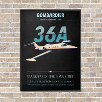 Thumbnail for Bombardier Learjet 36A vertical canvas print - framed - black background