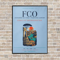 Thumbnail for Rome Leonardo da Vinci Fiumicino Airport FCO vertical canvas print - framed - light blue background