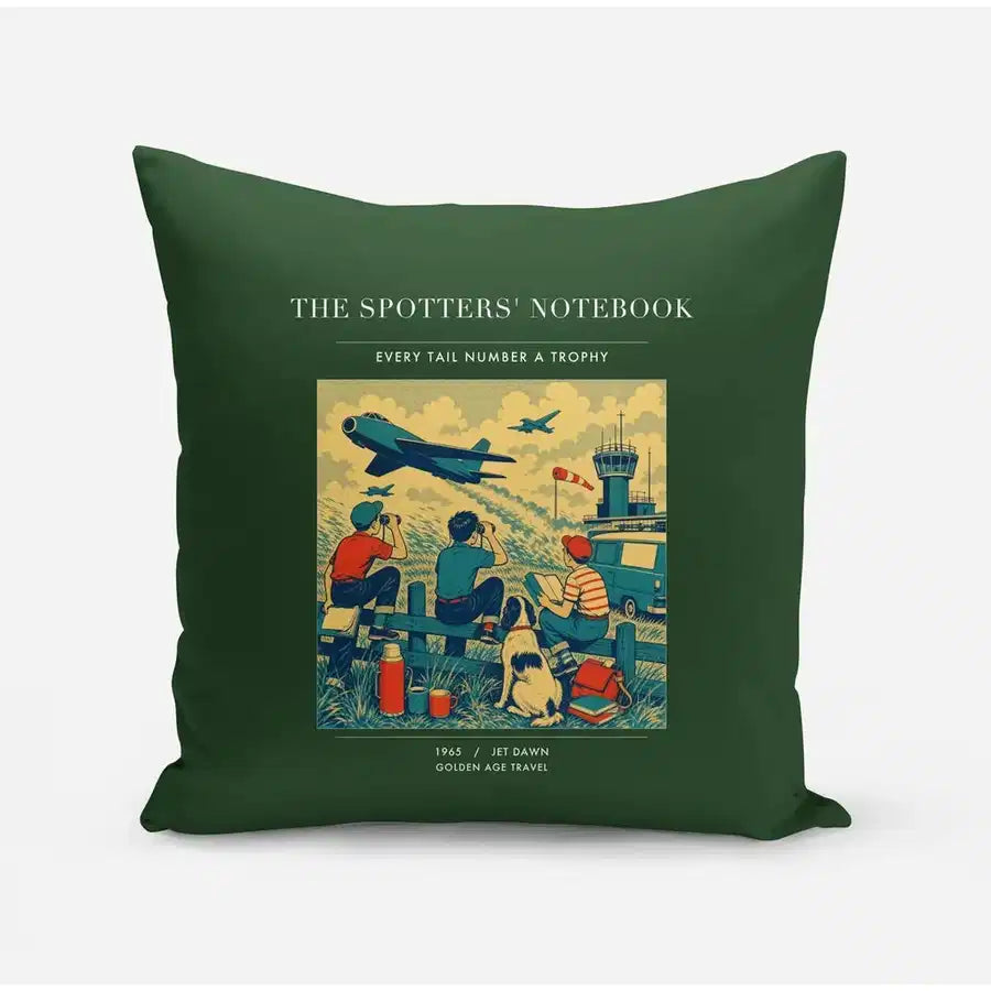 VINTAGE G4384 - The Spotters' Notebook - Designed Pillows design on darkgreen