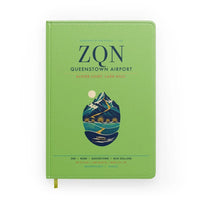 Thumbnail for Queenstown Airport (ZQN) design on light green notebook