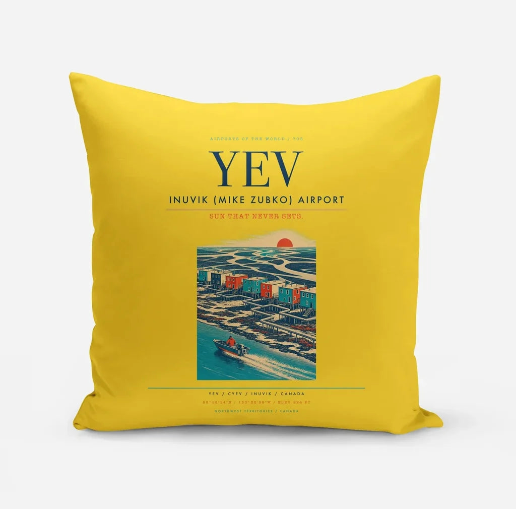 Inuvik (Mike Zubko) Airport (YEV) design on yellow pillow