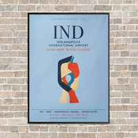 Thumbnail for Indianapolis International Airport IND vertical canvas print - framed - light blue background