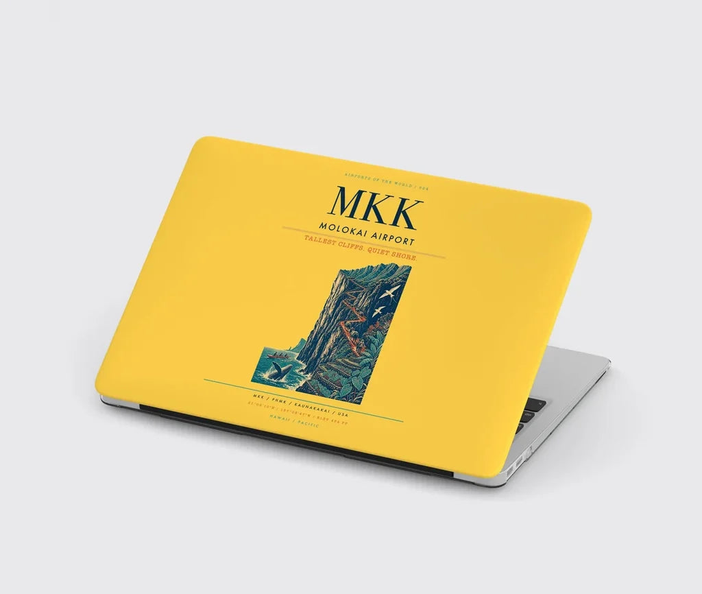 Molokai Airport (MKK) design on yellow MacBook case