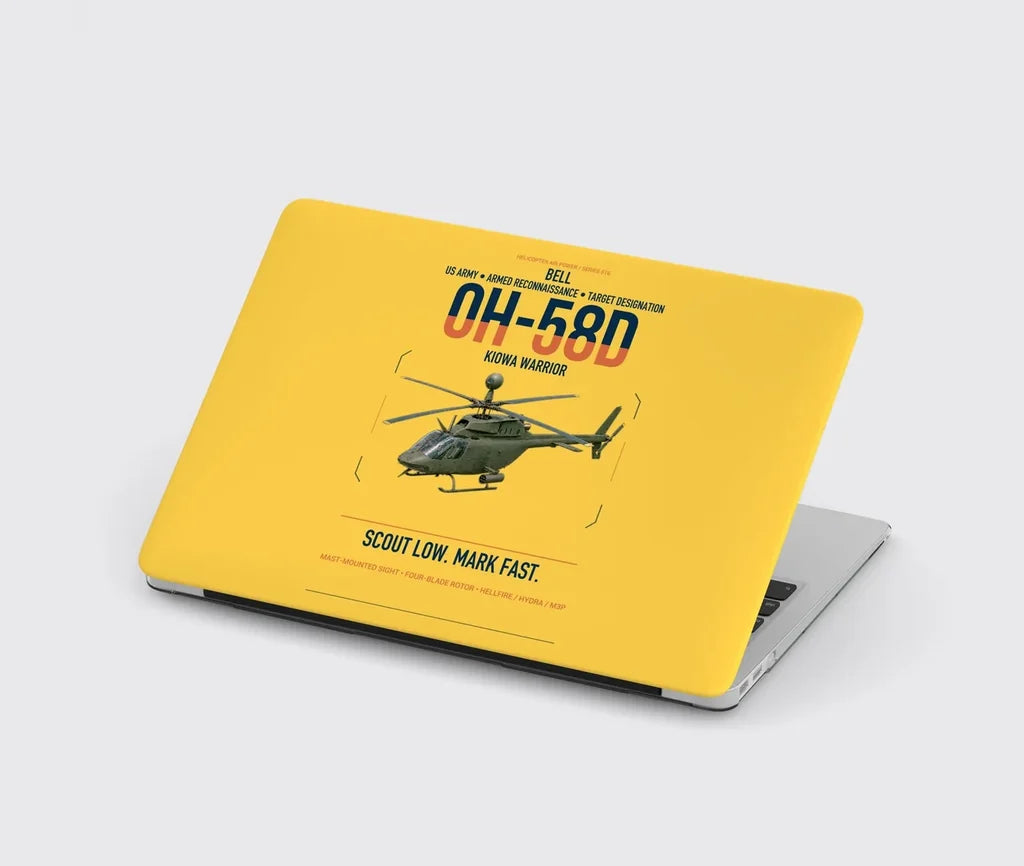 Bell OH-58D Kiowa Warrior design on yellow MacBook case