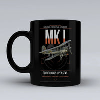 Thumbnail for Fairey Swordfish Mk I design on black ceramic mug, double-side print