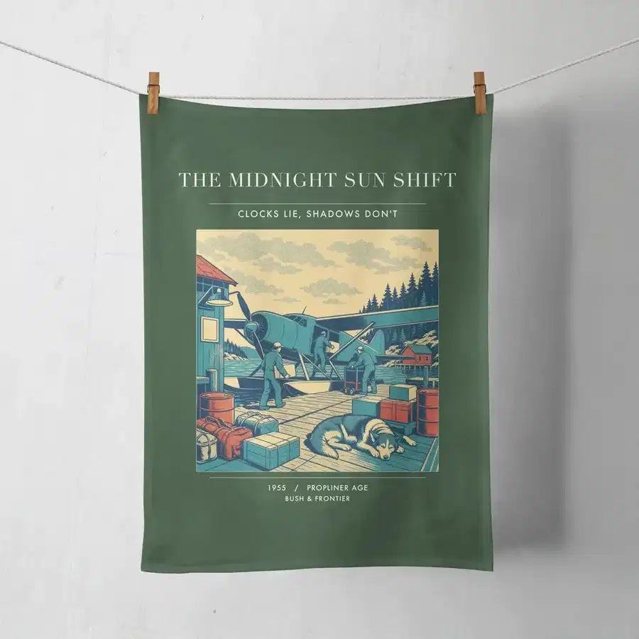 VINTAGE G4284 - The Midnight Sun Shift - Designed Towels design on darkgreen