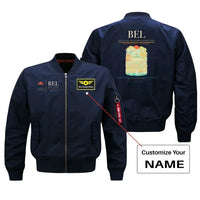 Thumbnail for Belem Val de Cans (BEL) design on blue bomber jacket with custom name patch