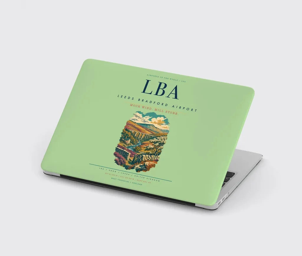 Leeds Bradford Airport (LBA) design on light green MacBook case