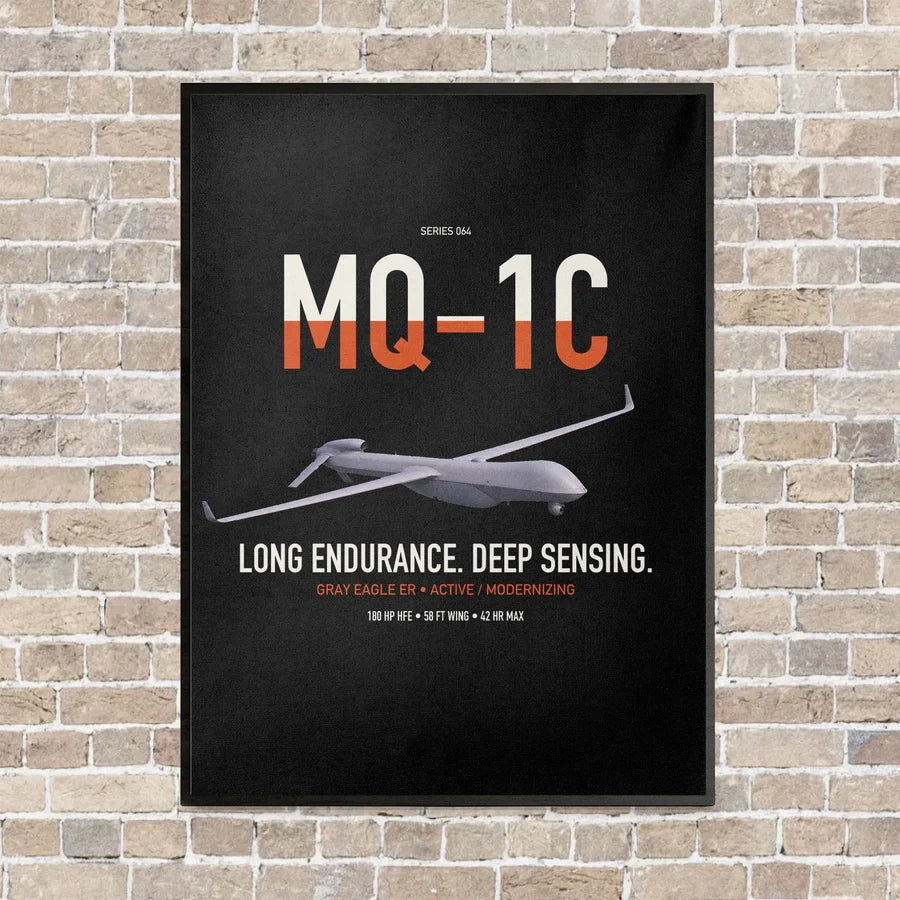 MQ-1C Gray Eagle ER vertical canvas print - framed - black background