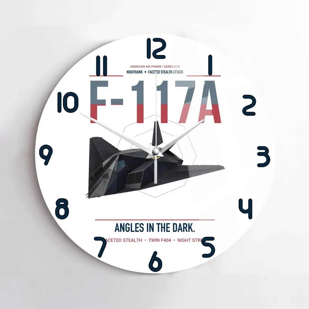 F-117A Nighthawk design on white no frame wall clock
