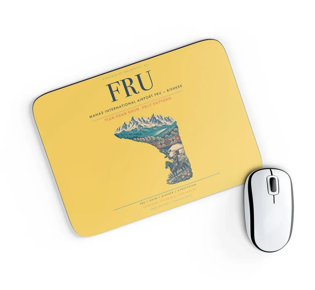 Manas International Airport (FRU) design on yellow rectangle mouse pad
