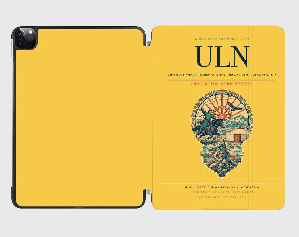Chinggis Khaan International Airport (ULN) design on yellow ipad tablet case