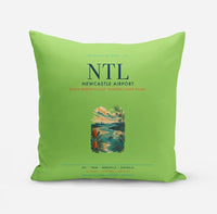Thumbnail for Newcastle Airport (NTL) design on light green pillow