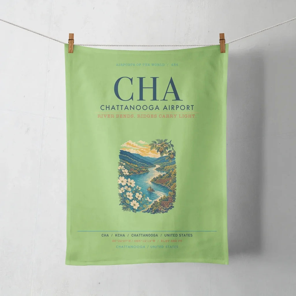 Chattanooga Airport (CHA) design on light green towel