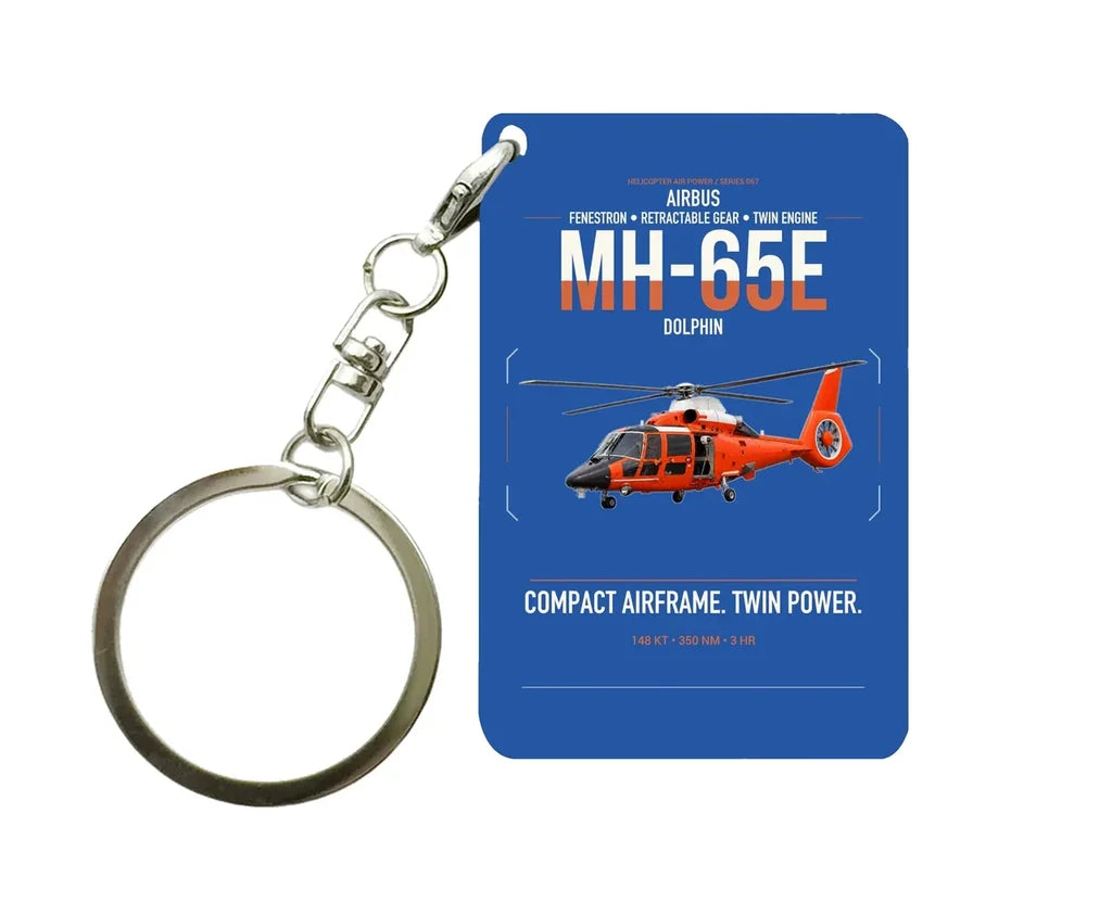 Airbus MH-65E Dolphin design on blue designed key chain, double-side print