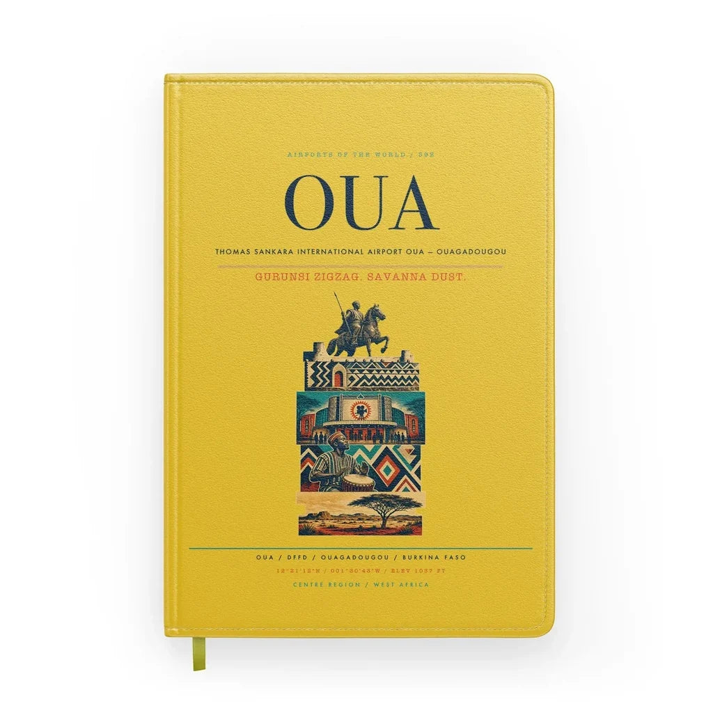 Thomas Sankara International Airport (OUA) design on yellow notebook