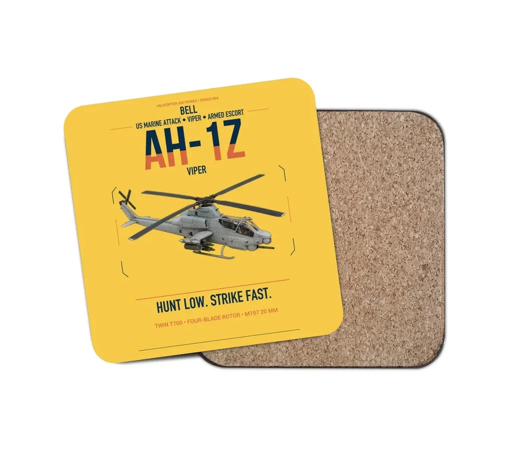 Bell AH-1Z Viper design on yellow 1 piece coaster