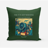 Thumbnail for VINTAGE G4464 - The Fan Jet Whisper - Designed Pillows design on darkgreen