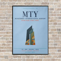 Thumbnail for Monterrey International Airport MTY vertical canvas print - framed - light blue background