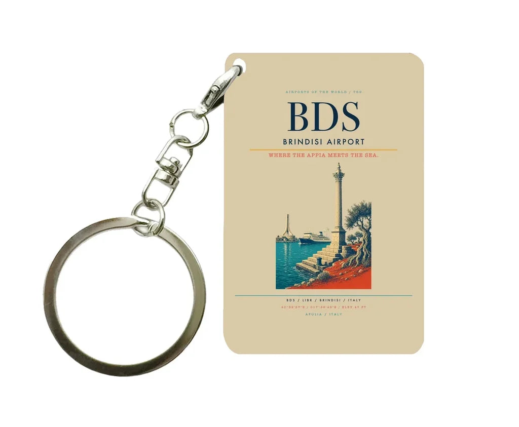 Brindisi Airport (BDS) design on beige key chain