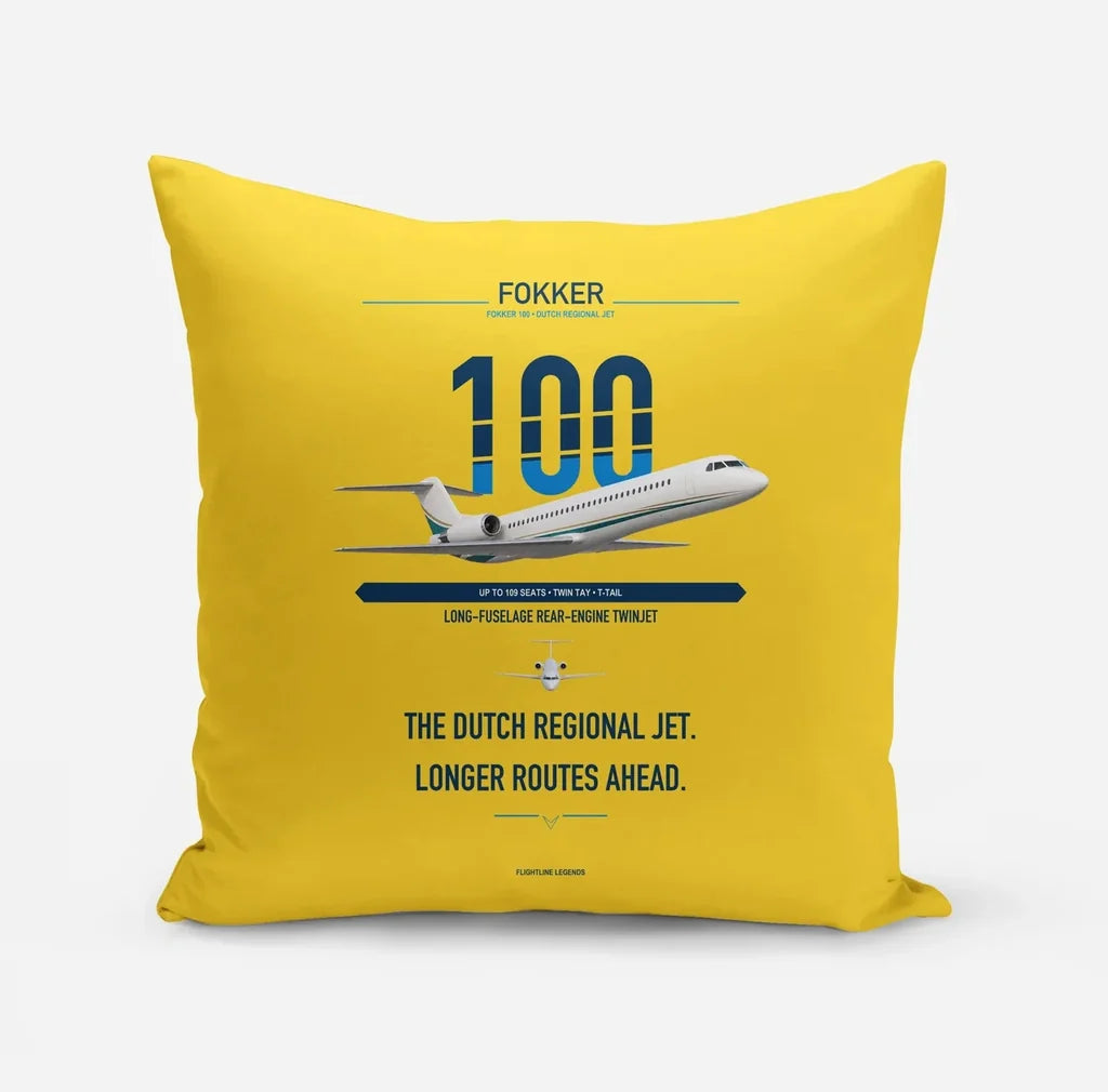 Fokker 100 design on yellow pillow