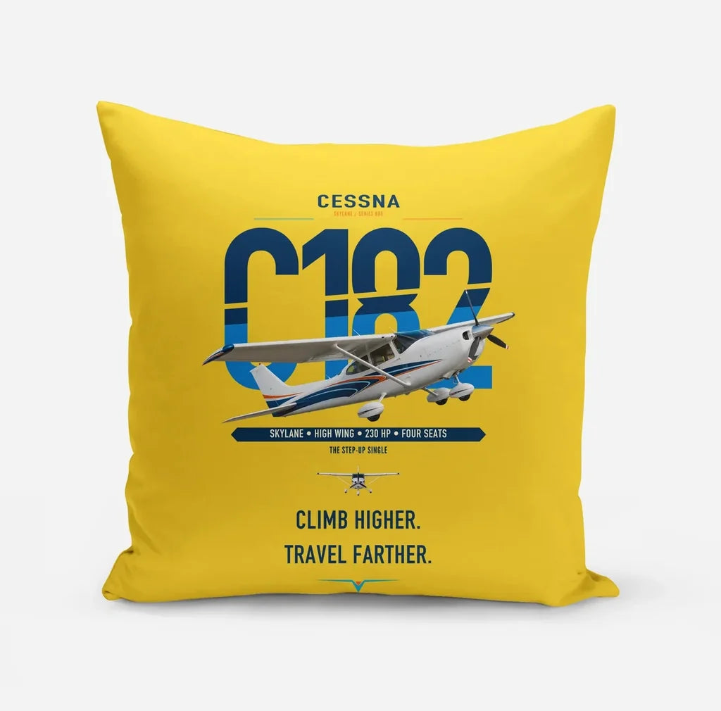 Cessna 182 Skylane design on yellow pillow