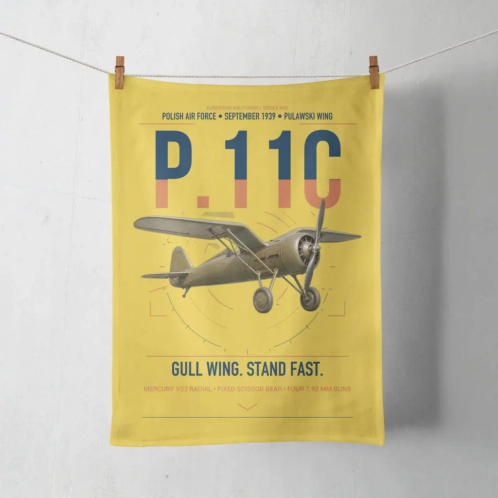 PZL P.11c design on yellow towel