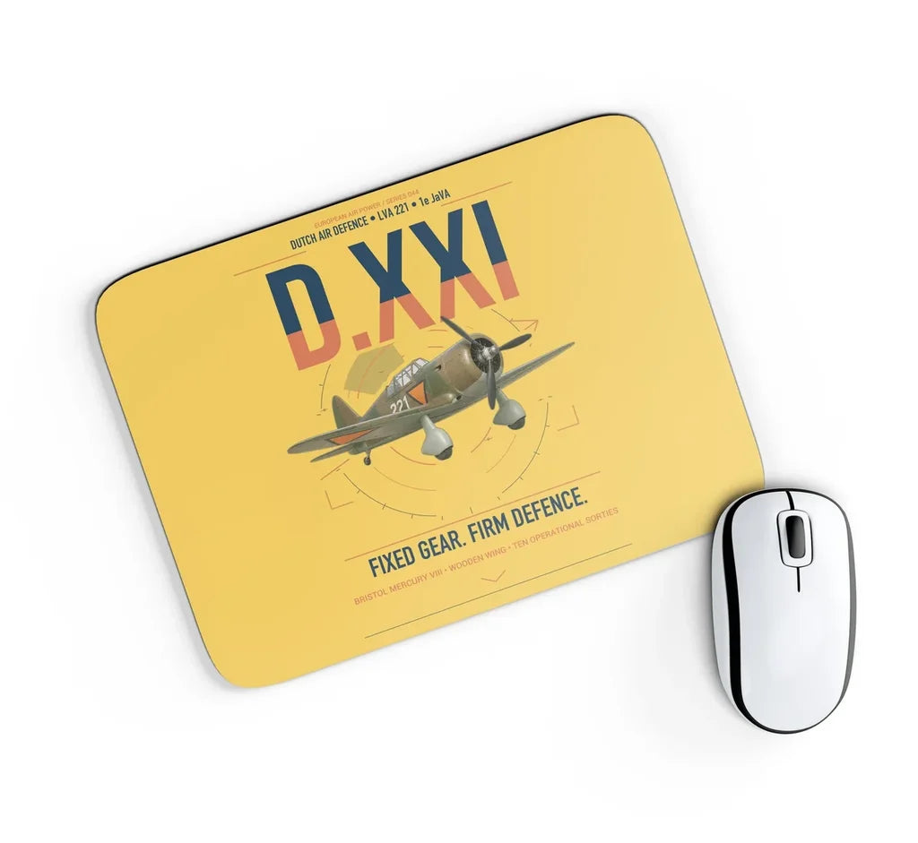Fokker D.XXI — Dutch LVA aircraft 221 design on yellow rectangle mouse pad