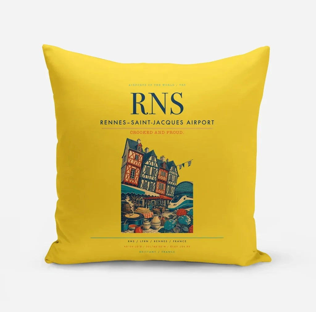 Rennes–Saint-Jacques Airport (RNS) design on yellow pillow