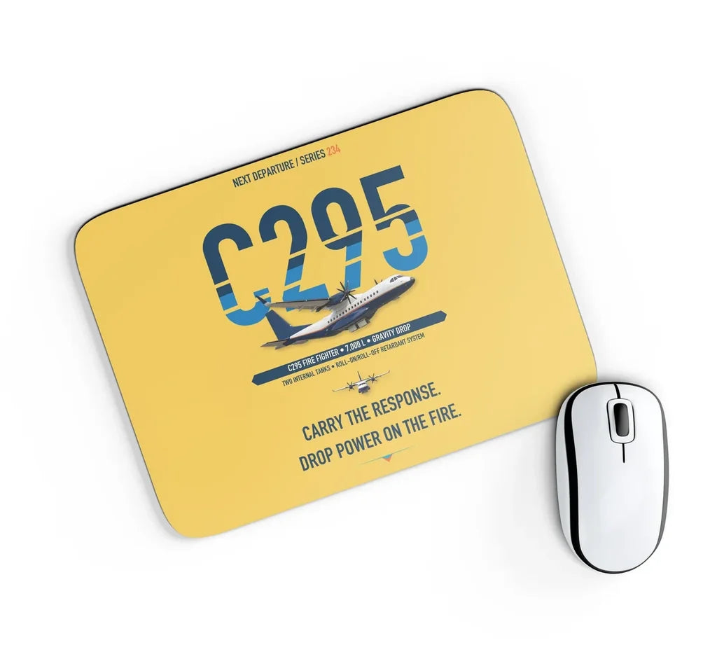 Airbus C295 Firefighter design on yellow rectangle mouse pad