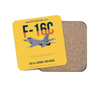 Thumbnail for F-16C Fighting Falcon See All Around Turn Inside design on yellow 1 piece coaster