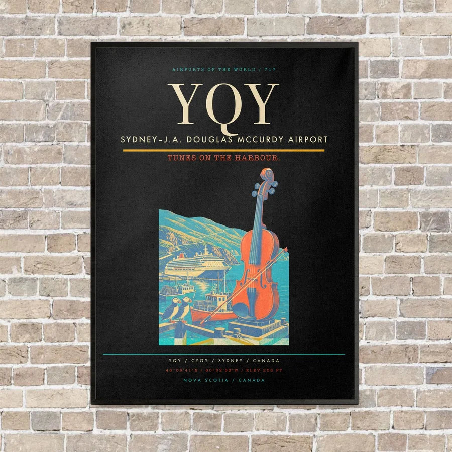 Sydney–J.A. Douglas McCurdy Airport YQY vertical canvas print - framed - black background