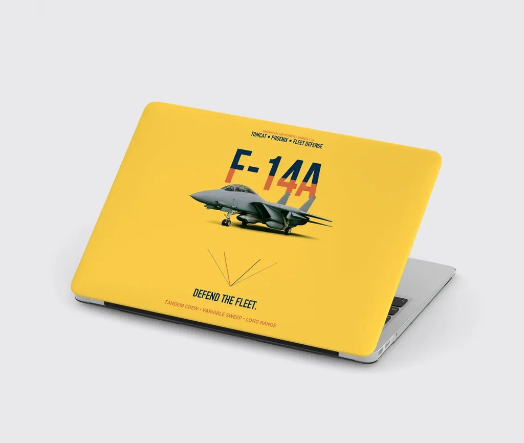 F-14A Tomcat Defend The Fleet design on yellow MacBook case