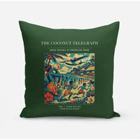Thumbnail for VINTAGE G4402 - The Coconut Telegraph - Designed Pillows design on darkgreen