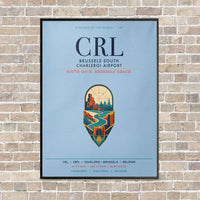 Thumbnail for Brussels South Charleroi Airport CRL vertical canvas print - framed - light blue background