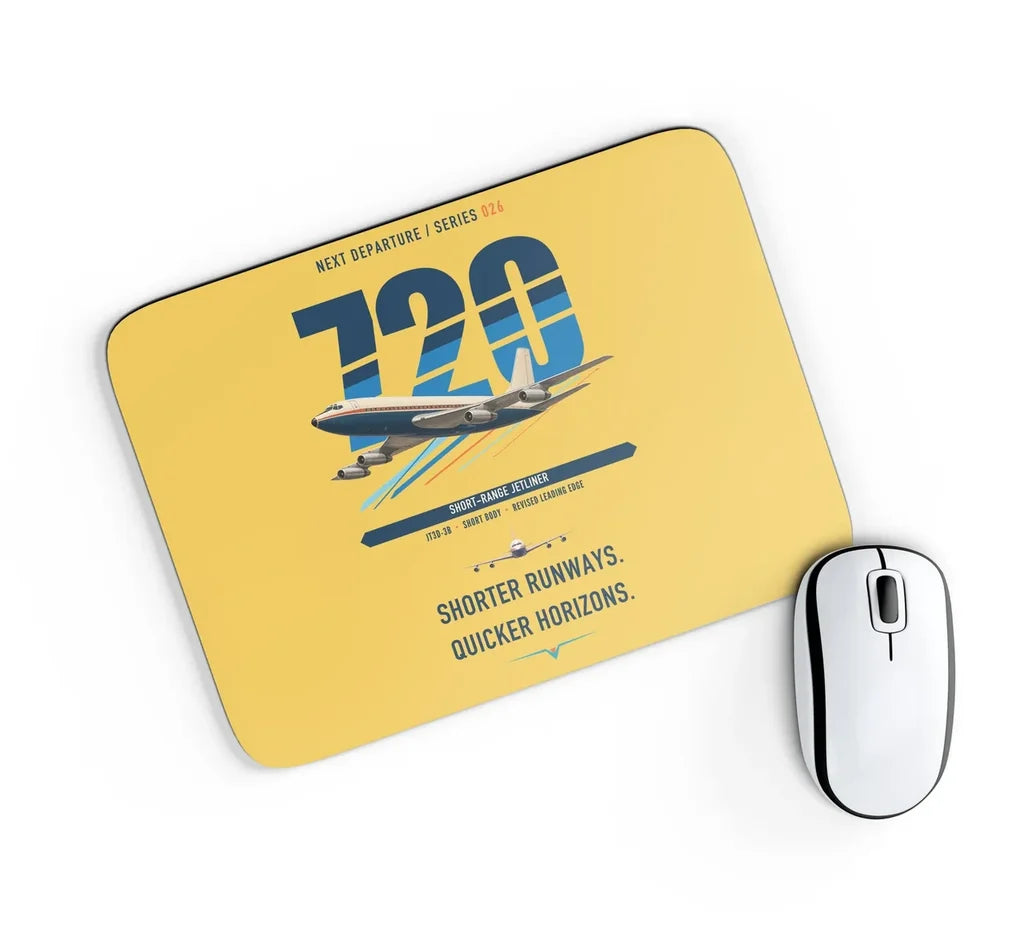 Boeing 720B design on yellow rectangle mouse pad