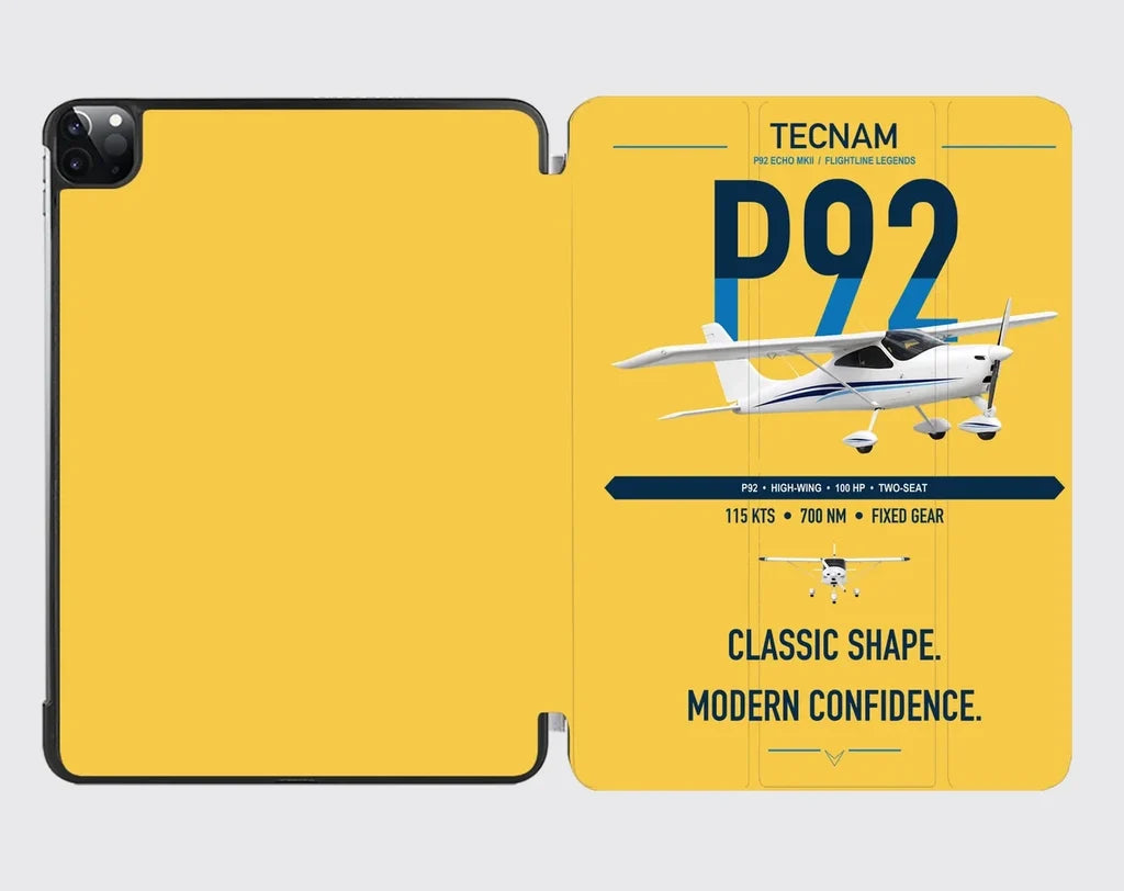 Tecnam P92 Echo MkII design on yellow ipad tablet case
