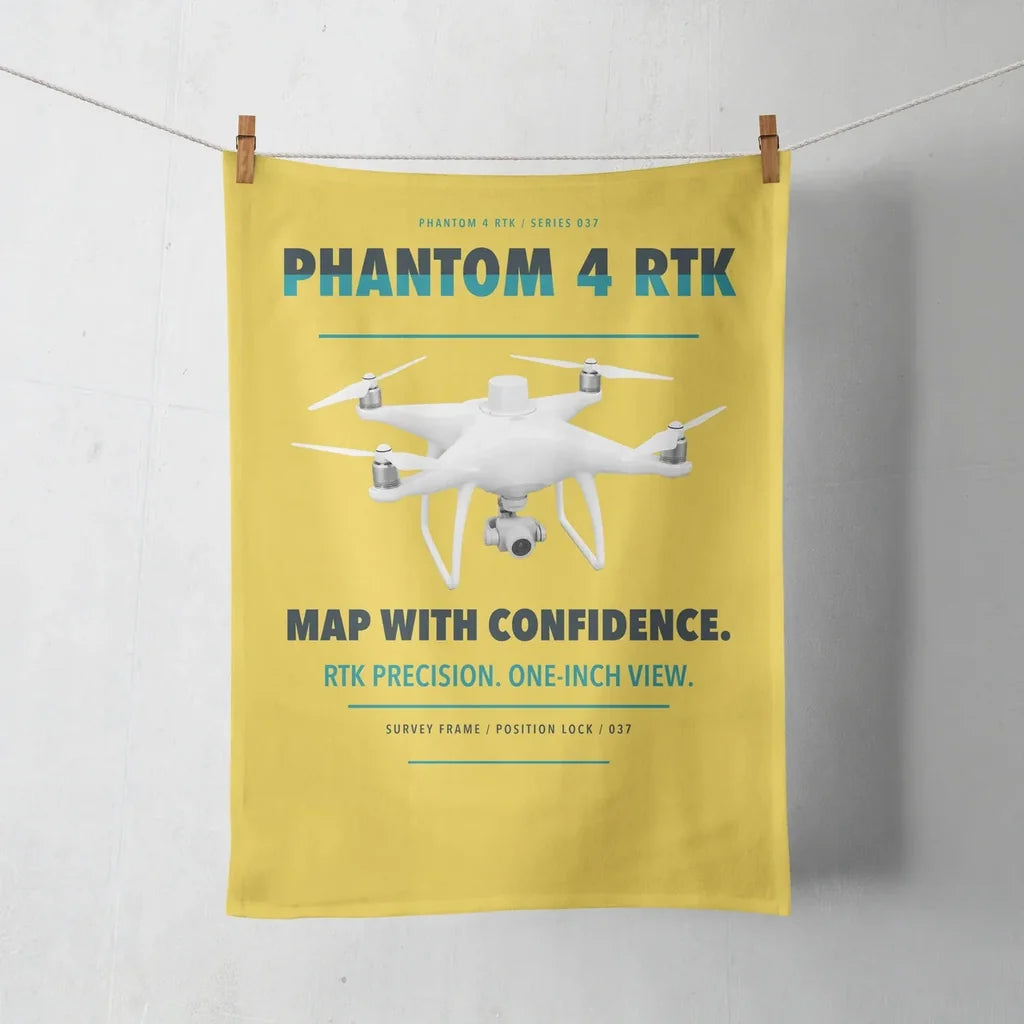 DJI Phantom 4 RTK design on yellow towel
