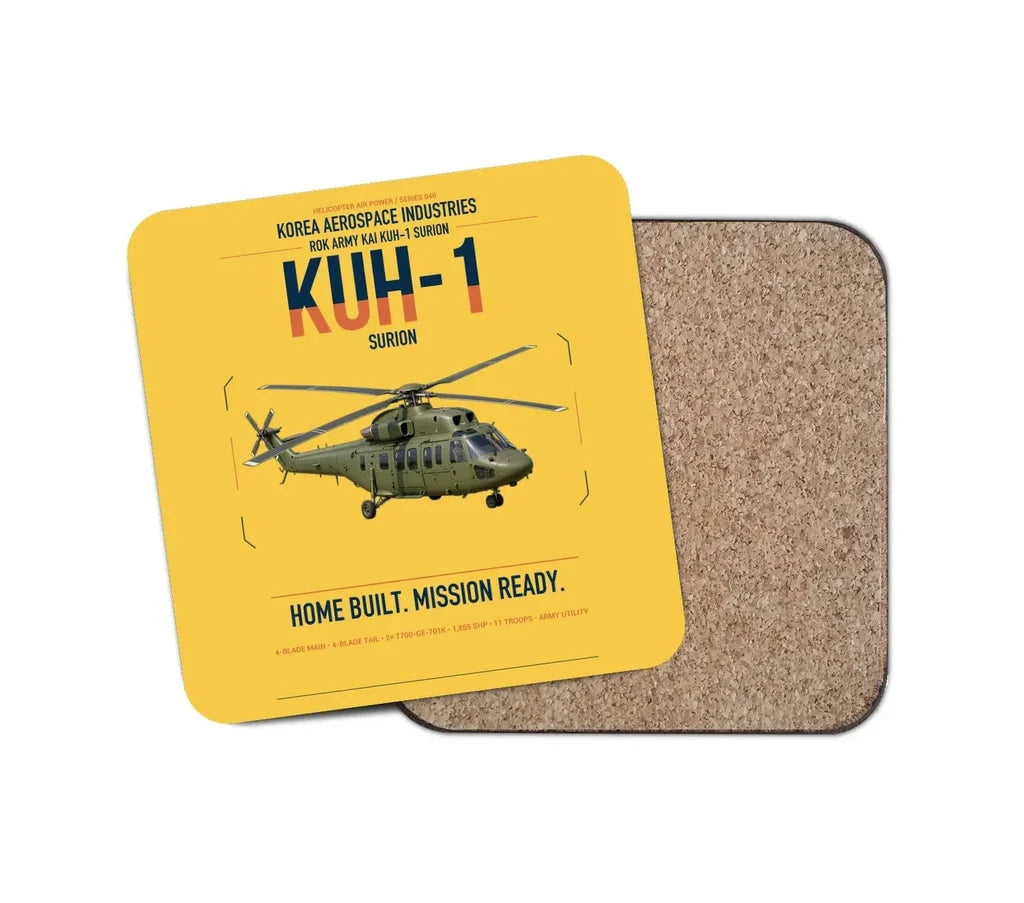Korea Aerospace Industries KUH-1 Surion design on yellow 1 piece coaster