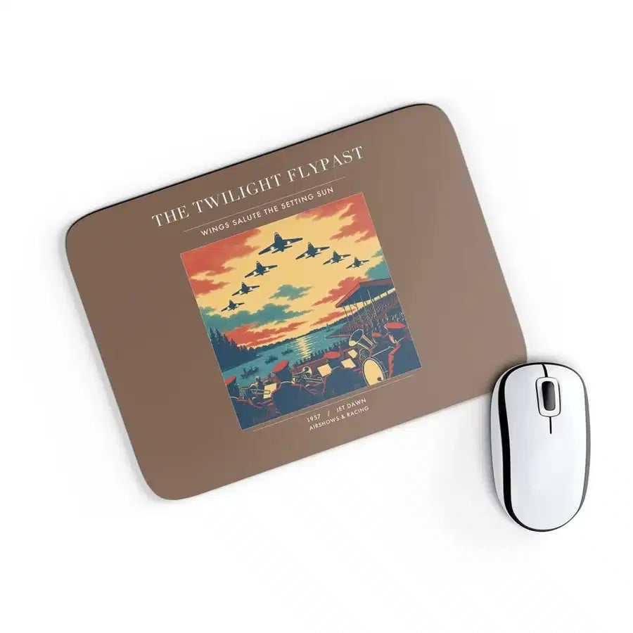 VINTAGE G4260 - The Twilight Flypast - Designed Mouse Pads design on brown rectangle