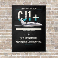 Thumbnail for Cessna Citation CJ1+ vertical canvas print - framed - black background