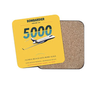 Thumbnail for Bombardier Global 5000 design on yellow 1 piece coaster