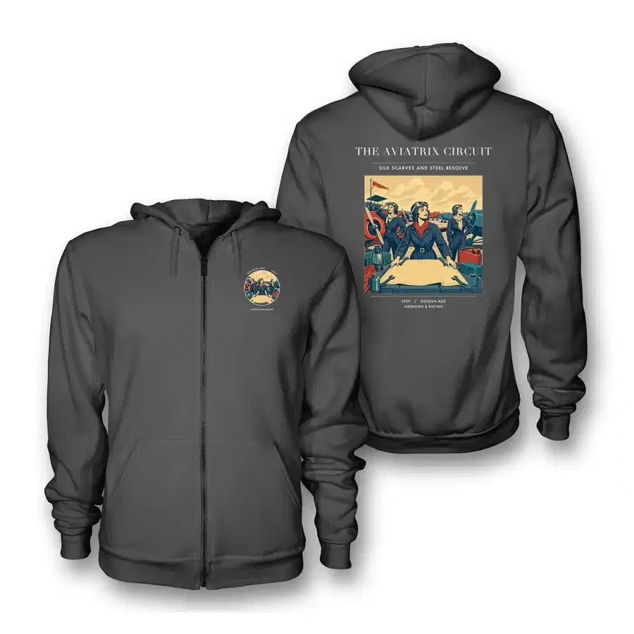 VINTAGE G4164 - The Aviatrix Circuit - Premium Zipped Hoodie design on darkgray
