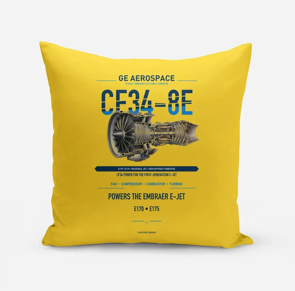 CF34-8E design on yellow pillow