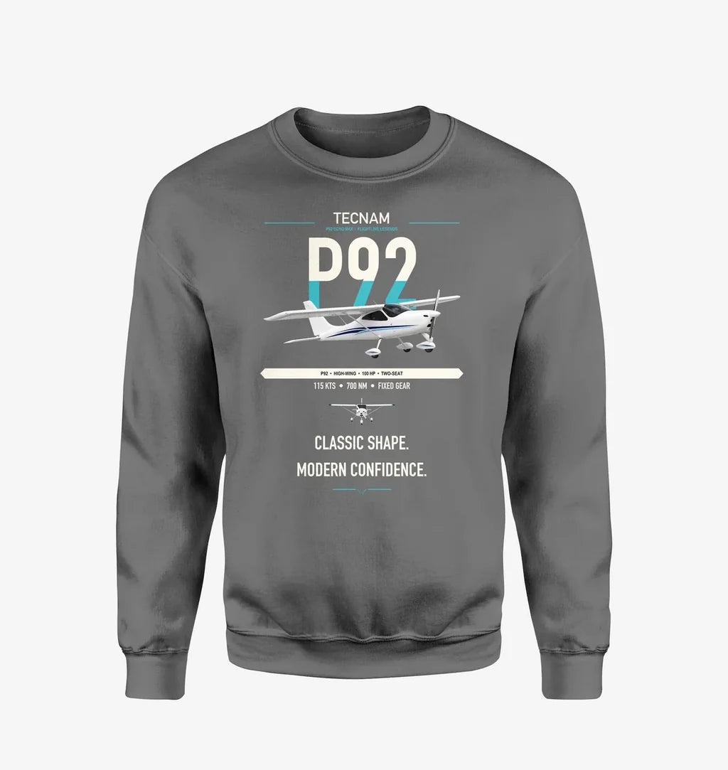 Tecnam P92 Echo MkII design on gray sweatshirt