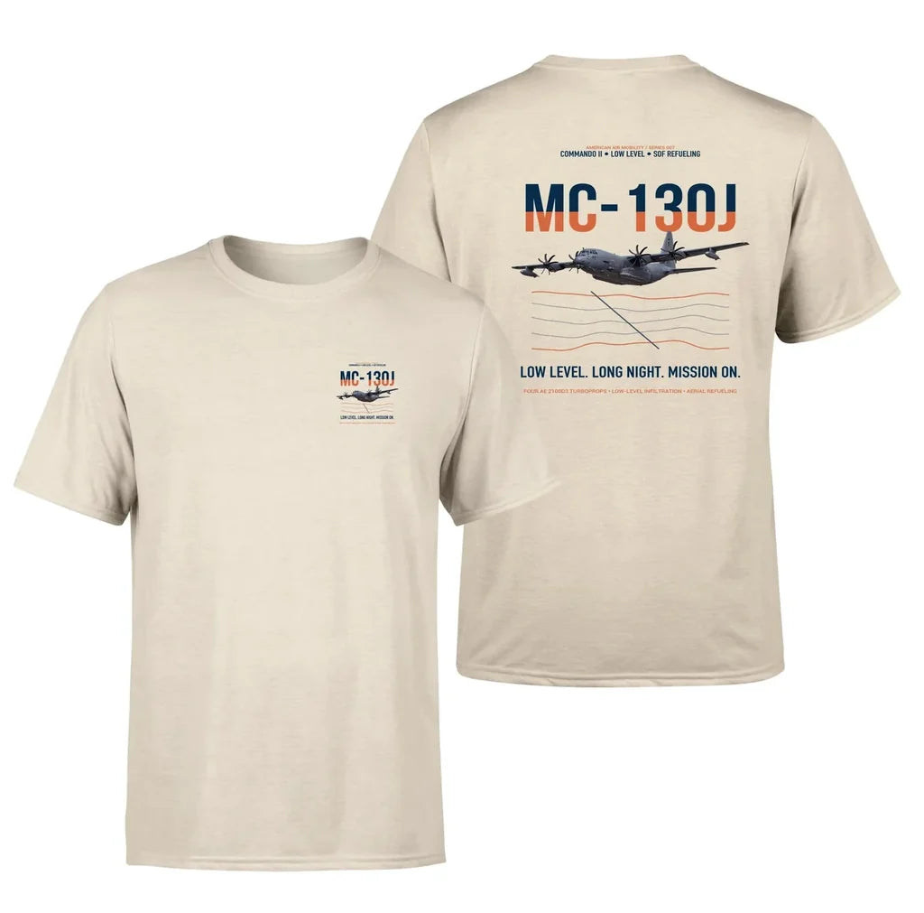 MC-130J COMMANDO II design on beige double-side t-shirt, double-side print
