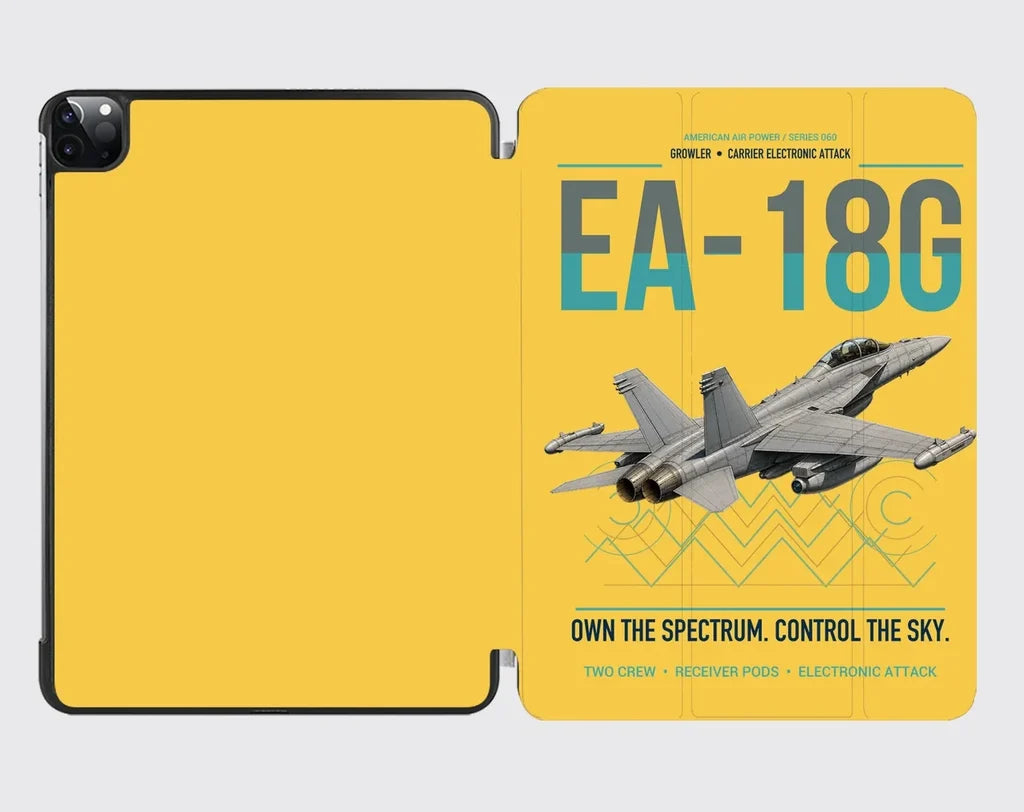 EA-18G Growler design on yellow ipad tablet case